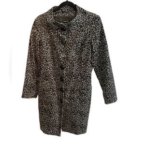Lined Corduroy Long Blazer Jacket in Animal Print